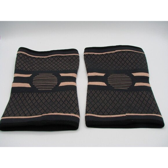 Set 2 Copper Compression Knee Sleeves Sz Lg Sports Recovery Support Circulation - Picture 4 of 7